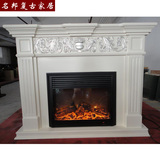 1.5米欧式壁炉架 装饰柜美式实木白色壁炉柜 仿真火遥控壁炉芯