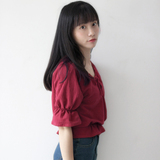 M.K自制夏季亚麻宽松短款上衣短袖T恤韩版小码女装小个子150显高