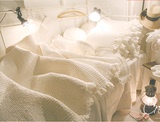 韩式简约公主风白色纯棉床品床裙四件套夏季柔软舒适床上用品