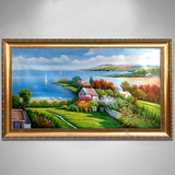 地中海风景欧式油画手绘美画正品客厅装饰画办公室挂画壁画家居画