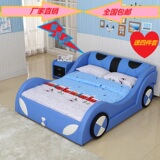新品儿童床真皮床男孩1.2米1.5米女孩个性创意卡通单人赛车汽车床