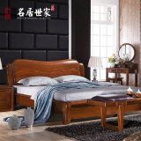 特价纯胡桃木床高箱储物床全实木1.8米实木双人床1.5米高箱床包邮
