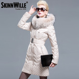 2015斯科维尔高端进口欧美大毛领羽绒服女中长款加厚品牌女装外套