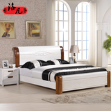 全实木床厚重款榆木床1.8储物床 双人床 婚床 1.5米高箱床榆木床