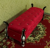 欧式床尾凳 新古典实木沙发凳 美式布艺长凳 床榻换鞋凳 卧室家具