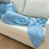 出口纯棉针织美人鱼毯子 休闲单人沙发毯空调毯 美人鱼尾巴午睡毯