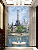欧式走廊玄关时尚简约现代方钻满贴钻石画十字绣巴黎埃菲尔铁塔竖