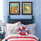 儿童房装饰画挂画美式乡村床头卧室画温馨动物卡通双联欧式壁画