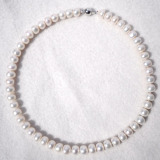 正品无瑕扁圆9/10MM天然珍珠项链天然淡水珍珠项链馒头形珍珠链