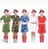 军旅现代舞蹈演出服装 女 女装裙 女兵服白色海军服 军鼓服蓓蕾帽