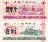 四川省内江市77年粮票2枚（精美、漂亮） 票证收藏