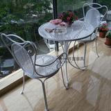 欧式铁艺桌椅三件套户外阳台庭院咖啡厅休闲创意小圆桌椅组合室内