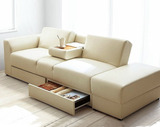 日式超强收纳组合带茶几抽屉多功能折叠沙发床双人皮艺sofa小户型