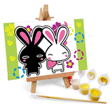 自油自画 数字油画正品 儿童动漫卡通手绘DIY装饰画摆设 黑白兔