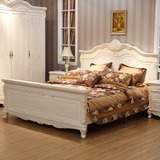 欧式家具实木双人床白色田园床开放漆仿古雕花高箱婚床奢华法式床