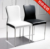 简约现代不锈钢餐椅 餐厅椅宜家黑白环保皮餐椅 会议椅接待椅特价