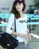 韩版女装春天衣服女上衣百搭显瘦中长款打底衫25-29周岁长袖t恤女
