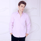 罗米欧时尚男装 冬款加绒加厚长袖衬衫粉色商务新郎保暖衬衣4C046