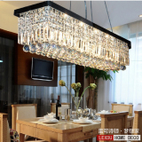 黑色长方形餐厅吊灯欧式led水晶吊灯现代简约餐厅灯创意卧室灯具