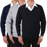 个性公子毛衣男式服装V领薄款羊绒打底衫秋冬保暖纯色毛衣针织衫