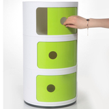 韩式简约现代塑料收纳柜储物柜3层带门抽屉滑动门自由组合床头柜