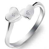 正品南非天然钻石 三分钻戒 S925纯银女戒指 心相印订婚情人礼物
