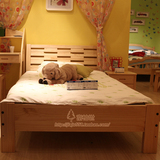 简约现代实木床双人床松木床儿童床单人床松木家具1米1.2 1.5 1.8