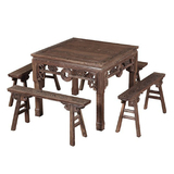 红木家具鸡翅木花梨木餐桌八仙桌四方桌明式棋牌桌凳实木餐桌