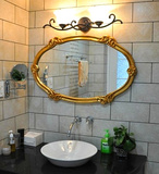 欧式美式复古椭圆浴室镜装饰镜卫生间镜子浴镜壁挂玄关镜防水镜框