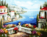 数码数字油画大幅画手绘diy编码彩绘情迷地中海欧式山水风景画