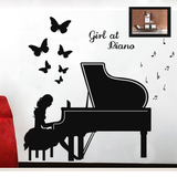 墙贴幼儿园音乐教室少女孩弹钢琴房女孩卧室人物弹琴音符贴画贴纸