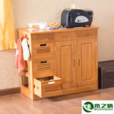 实木餐边柜 中式移动餐柜现代简约整体厨房储物碗柜多功能柜特价
