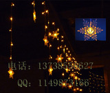 LED彩灯串节日灯婚庆圣诞冰条灯192L金黄色挂雪花LED窗帘灯8米*0