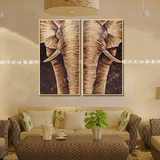 纯手绘油画大象东南亚风格泰式金银箔画客厅家居装饰画玄关抽象画