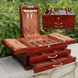 欧式实木制首饰盒木质收纳盒钢琴漆大容量带锁 高档结婚/生日礼物