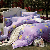 紫罗兰家纺 花都时尚 床上用品长绒棉纯棉贡缎印花四4件套VPED508