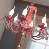 欧式吊灯 韩式客厅餐厅卧室公主房粉色水晶吊灯 地中海田园儿童灯