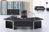 黑色木纹3米大班台老板办公电脑桌简约现代总裁桌侧台转角板式