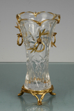 水晶配铜欧式风格水晶雕花纯铜扣环装饰花瓶花插摆件