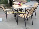 户外休闲椅庭院家具 花园阳台桌椅 水曲柳木欧标铸铝合金桌椅组合