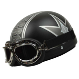 LUOMA摩托车头盔半盔 四季哈雷盔电动车头盔 男女个性时尚安全帽