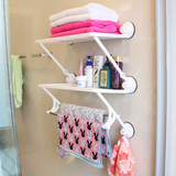强力吸盘卫生间置物架壁挂 双层双杆吸壁浴室收纳架 卫浴毛巾架