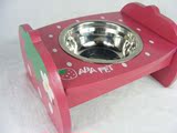DIY宠物草莓木架单碗 日本韩国同步上市宠物单碗 可爱猫狗碗食盆