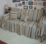 欧式欧美棉麻条纹蓝色沙发巾布艺 沙发套/沙发全盖/沙发罩/沙发垫