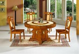 高档欧式 酒店餐台 橡木餐桌 天然大理石餐桌 实木餐桌 圆形餐桌1