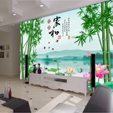 客厅山水大型壁画 电视背景墙纸 无缝3D墙画中式影视墙壁纸效果图