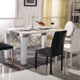大理石实木烤漆餐桌椅组合 长方形一桌4椅组合不锈钢家用办公餐桌