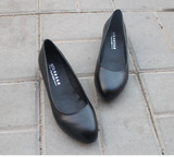 包邮新款平底低跟黑色女工作鞋防滑软底舒服职业鞋圆头大码女单鞋