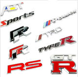 汽车改装装饰标 中网前标车标 立体金属车贴sports RS M标志