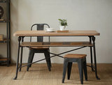 复古铁艺餐桌LOFT美式乡村做旧书桌实木工作台办公桌工业风电脑桌